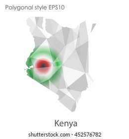 Kenya map in geometric polygonal style.Abstract gems triangle,modern design background.Vector illustration EPS10