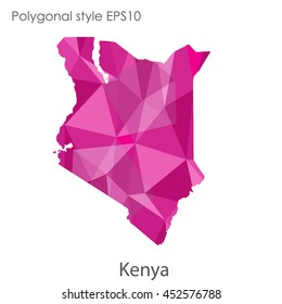 Kenya map in geometric polygonal style.Abstract gems triangle,modern design background.Vector illustration EPS10