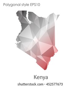 Kenya map in geometric polygonal style.Abstract gems triangle,modern design background.Vector illustration EPS10