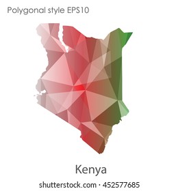 Kenya map in geometric polygonal style.Abstract gems triangle,modern design background.Vector illustration EPS10