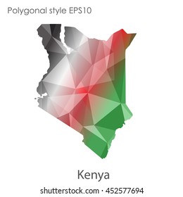 Kenya map in geometric polygonal style.Abstract gems triangle,modern design background.Vector illustration EPS10