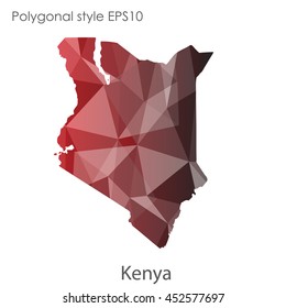 Kenya map in geometric polygonal style.Abstract gems triangle,modern design background.Vector illustration EPS10