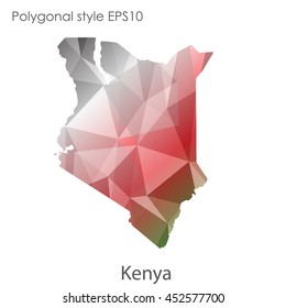 Kenya map in geometric polygonal style.Abstract gems triangle,modern design background.Vector illustration EPS10