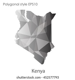 Kenya map in geometric polygonal style.Abstract gems triangle,modern design background.Vector illustration EPS10