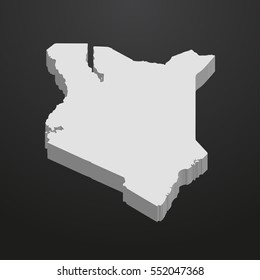 Kenya map in gray on a black background 3d