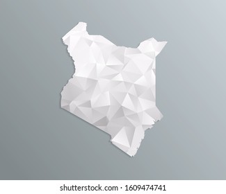 Kenya map gray in polygonal style on dark background. isolated vector illustration eps 10.