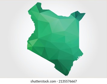 Kenya Map Green Color on white background polygonal