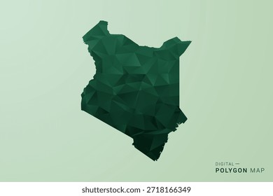 Kenya Map - Green Polygon Style Vector Illustration, Low Poly Geometric Design with Clean Silhouette on soft green Background.
