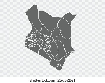 Kenya Map grey Color on Background png