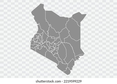 Kenya Map grey Color on White Background  Png
