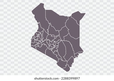 Kenya Map Grey Color on White Background quality files Png