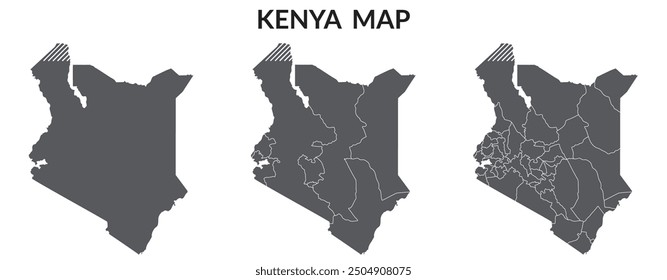 Kenya map. Map of Kenya in grey set