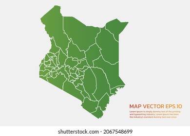  
Mapa de Kenia Color verde detallado alto. sobre fondo blanco. Resumen de la ilustración vectorial de diseño eps 10