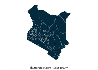 kenya map High Detailed on white background.