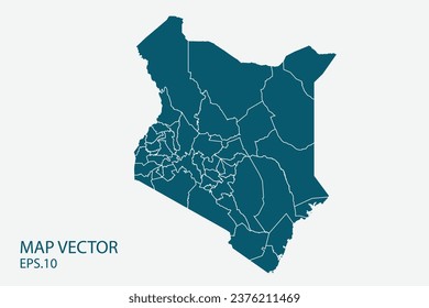 Kenya map High Detailed on white background. Abstract design vector illustration eps 10