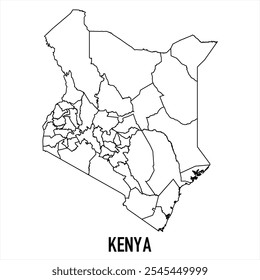 kenya map icon isolated on white background. Outline map. Simple line icon. Vector illustration