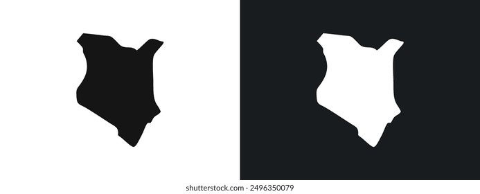 Kenya map icon linear graphics set vector in black