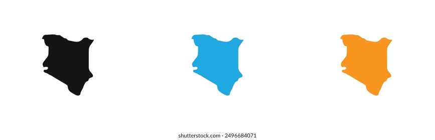 Kenya map icon outline collection or set in black and white