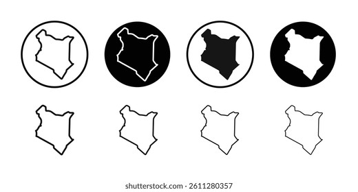 Kenya map icon Thin line art collection