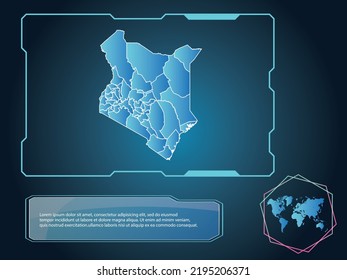 Kenya Map infographic technology blue Color element collection background