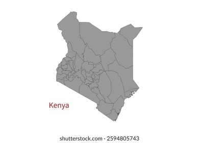 Kenya map isolated on white background. Map silhouette of Kenya. For website layouts, background, education, precise, customizable. Earth geography.