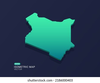 Kenya map of isometric green gradient vector illustration.