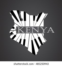 kenya map logo made from piano