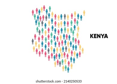 Kenya Map made by a group of people, Population. Globalization. People from different countries