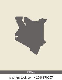 Kenya map outline vector illustration in gray background