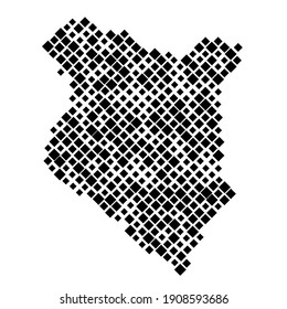 Kenya Map From Pattern Of Black Rhombuses Of Different Sizes. Vector Illustration.