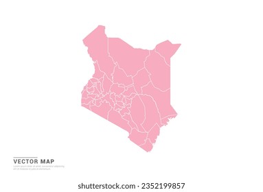 Kenya Map - Pink abstract style isolated on white background for infographic, design vector.