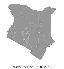 Mapa de Kenia con provincias. Ilustración vectorial.