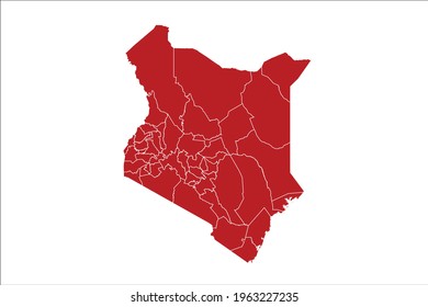 Kenya Karte, rote Farbe auf weißem Hintergrund