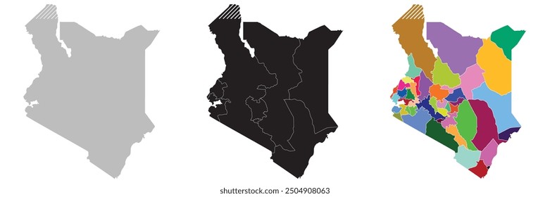 Kenya map. Map of Kenya in set