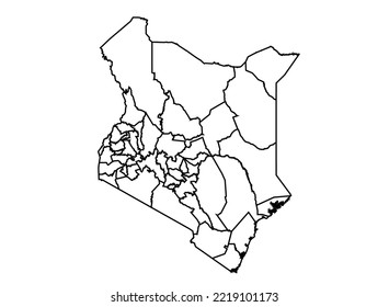 Kenya Map shadow in minimal line outline thin shape isolated vector illustration