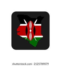 Kenya map silhouette with flag on black background