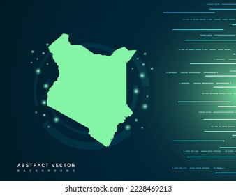 Kenya map of technology green futuristic Background vector.
