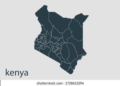 kenya map vector, Abstract design vector illustration Eps 10. Navy color.High Detailed on white background.