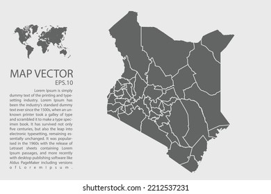 Kenya map vector, Abstract design vector illustration Eps 10. High Detailed on white background.