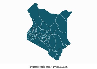 Kenya map vector. blue color on white background.