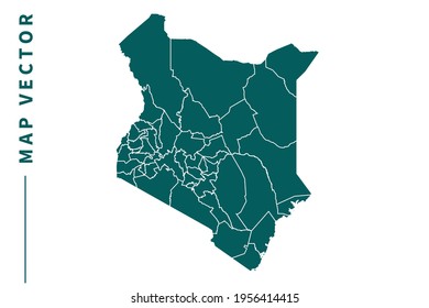 Kenya map vector. green color on white background.