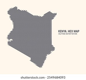 Quênia Mapa Vetor Hexagonal Meio Tom Padrão Isolar No Fundo Da Luz. Textura Hex em forma de um mapa do Quênia. Mapa do Contorno Militar Tecnológico Moderno do Quênia para Projetos de Design ou Negócios