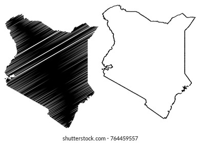 Kenya map vector illustration, scribble sketch Republic of Kenya