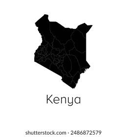 Kenya Map Vector Illustration - Silhouette, Outline, Kenya Travel and Tourism Map