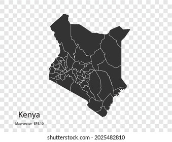 Kenya map vector, isolated on transparent background