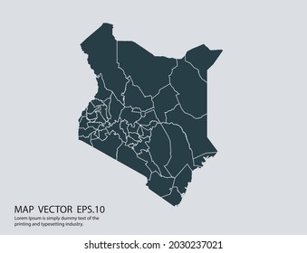Kenya map vector, isolated on gray background