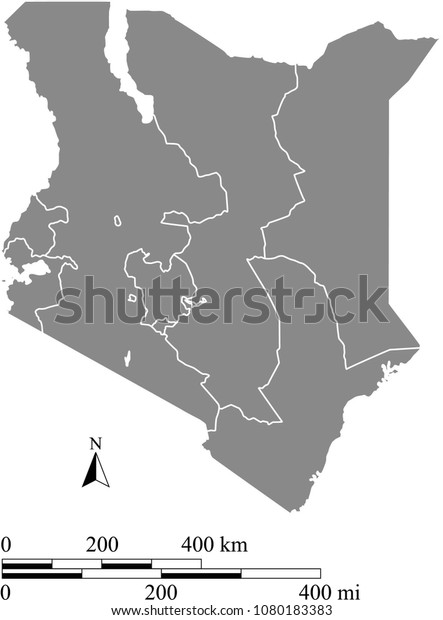 Kenya Map Vector Outline Scales Miles Stock Vector Royalty Free   Kenya Map Vector Outline Scales 600w 1080183383 