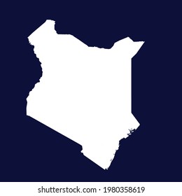 Kenya map vector. white color on blue background.