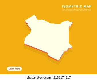 Kenya-Karte weiß auf gelbem Hintergrund mit 3D-isometrischer Vektorgrafik.