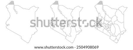 Kenya map. Map of Kenya in white set